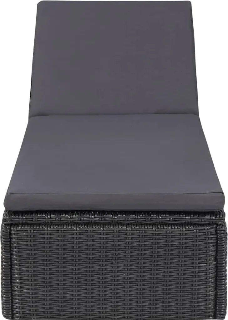 Chaise longue de piscine en résine tressée noire pour bronzage et repos