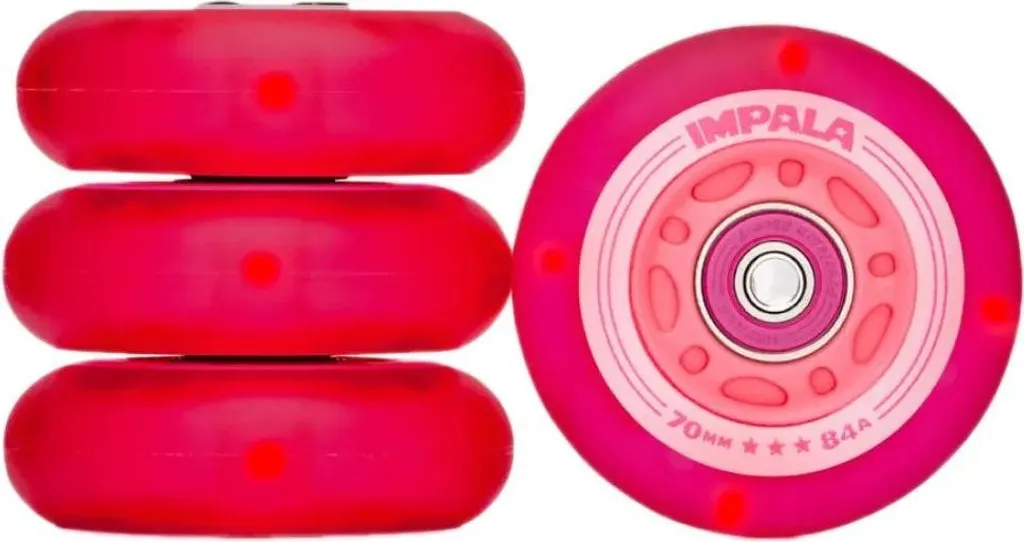 Roues de Rollers Lumineuses Impala Rose 70mm 84A pour Patins en Ligne