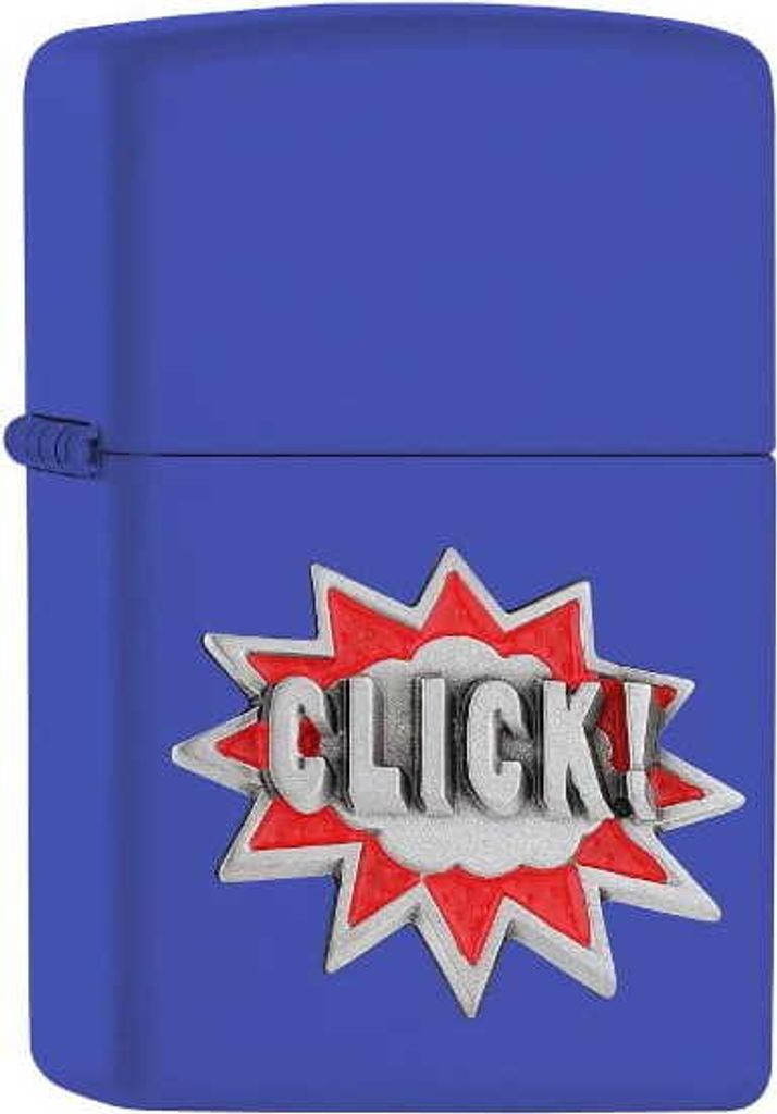Zippo Click Emblem Feuerzeug, Royal Blue, Windproof, Neu
