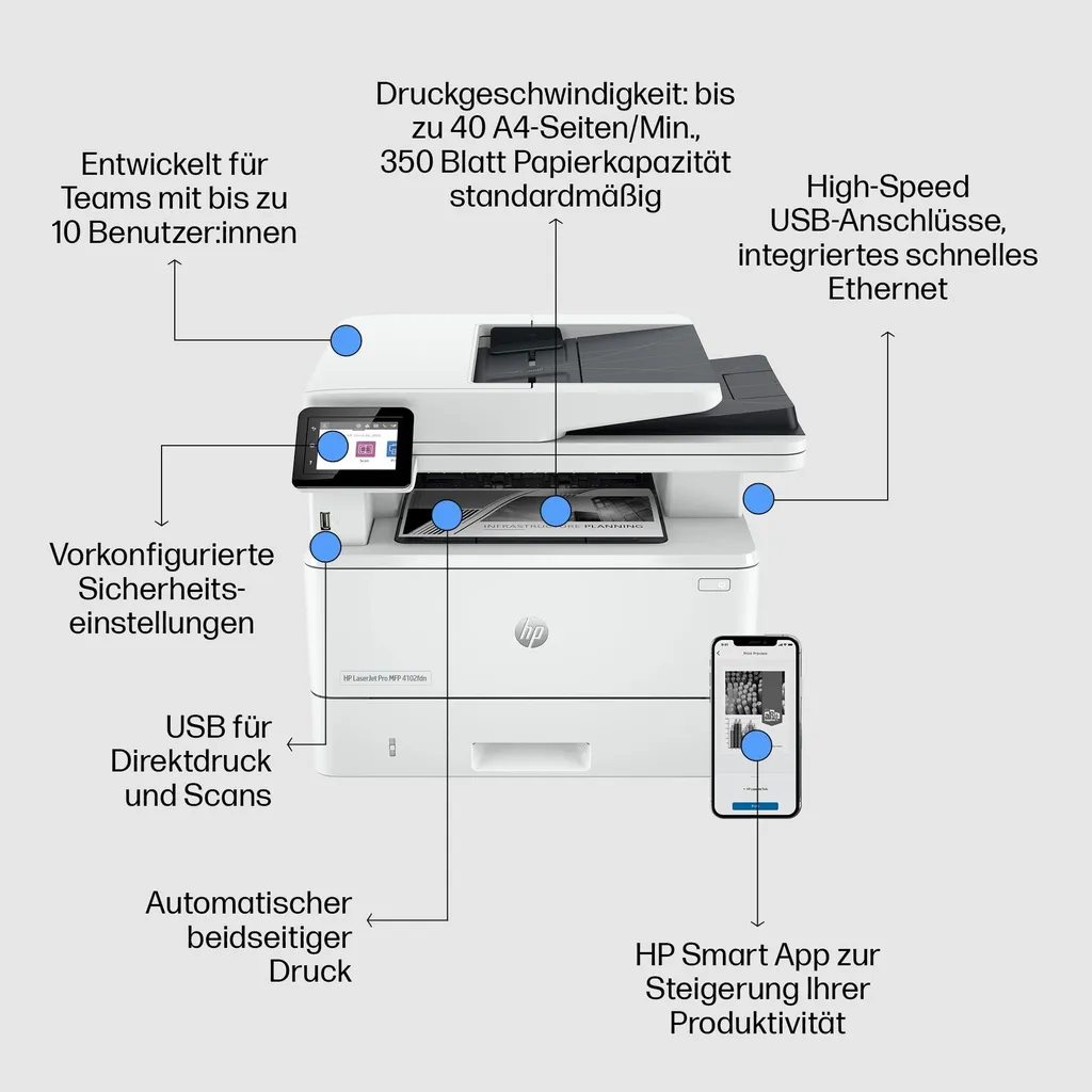 Imprimante Multifonction Laser HP LaserJet Pro 4102fdn Ethernet Rapide - 8