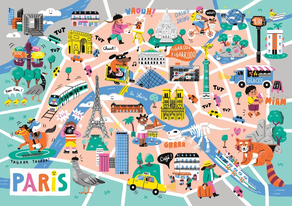 Puzzle en bois artisanal Balade à Paris 50 pièces Michèle Wilson France