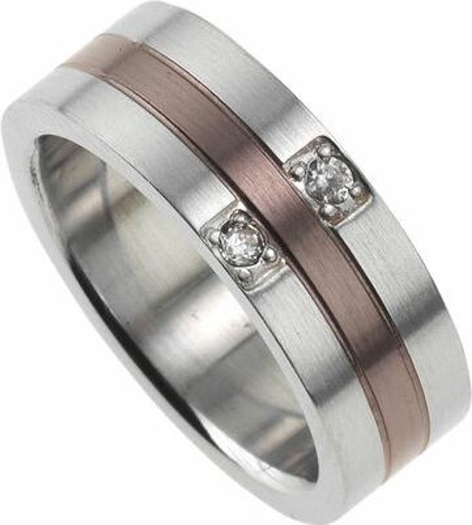 Zeeme Stainless Steel Ring Edelstahl weiß 060 (19,1) Kristall weiß 389070004