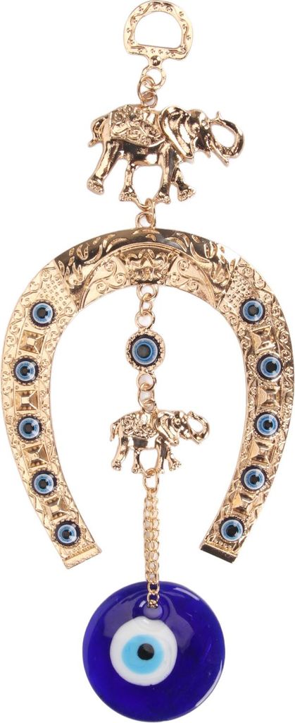 Blue Eye Wall Decor Bringen Sie Luck Home Protection Anhänger mit goldenem Elefanten Hufeisen für Türbüro