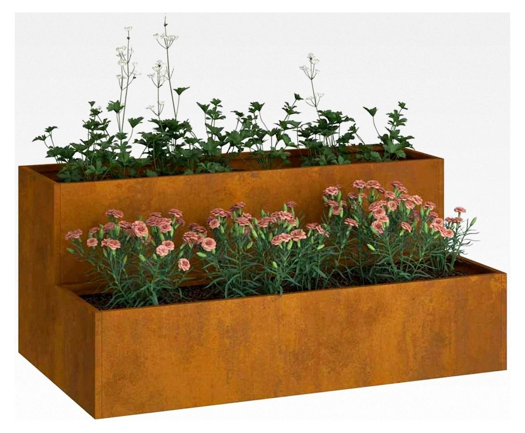 Garten-Pflanzgefäß Rostig 100 x 60 x 45 cm Wetterfeststahl, Blumentopf für Blumen Balkon Terrasse Garten Innen Außenbereich