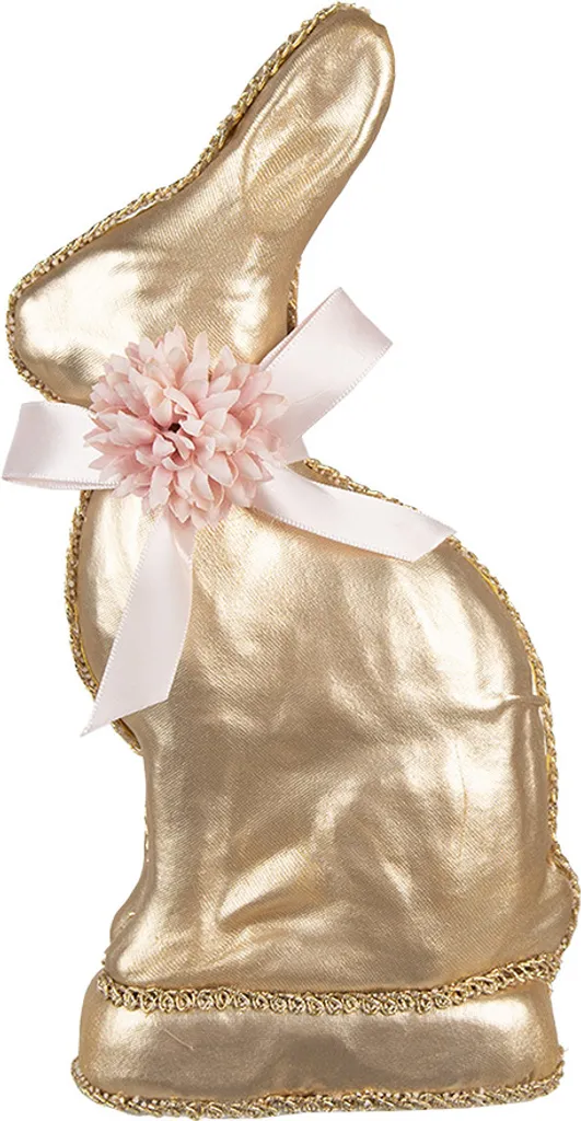 Statue Lapin de Décoration en Tissu Doré 22cm - Objet Design Original