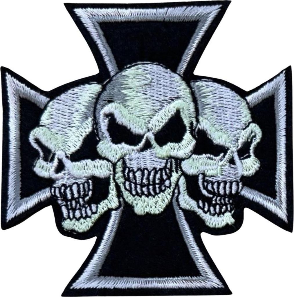 Totenkopf-Emblem-Aufnäher mit Totenkopf-Kreuz zum Aufbügeln