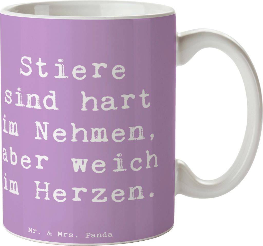 Mr. & Mrs. Panda haferl Spruch Stier Herz - Lavendeltraum - Geschenk, Tierkreiszeichen, Pott, Horoskop, Teebecher, Trinkbecher, Sternzeichen, Gesch...