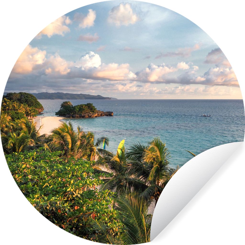 MuchoWow Runde Wandtattoo - Wandsticker Tapete Aufkleber Wolken über der Insel Boracay auf den Philippinen Ø 100 cm Selbstklebend und Repositio...