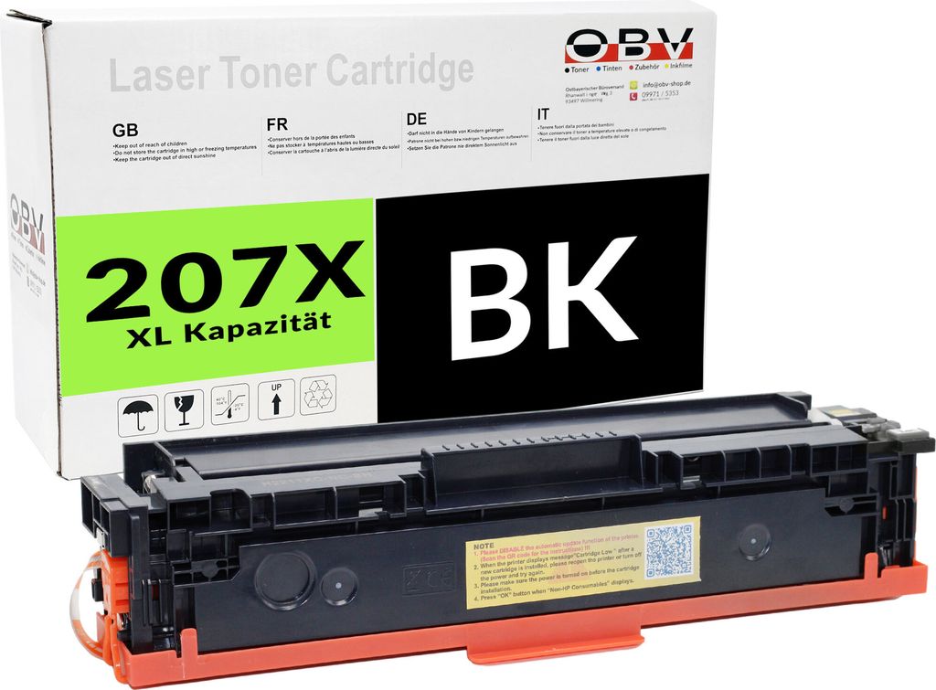 OBV Kompatibel W2210X 207X Toner passend für HP Color LaserJet Pro M255dw M255nw M282nw M283cdw M283fdn M283fdw - schwarz 3150 Seiten