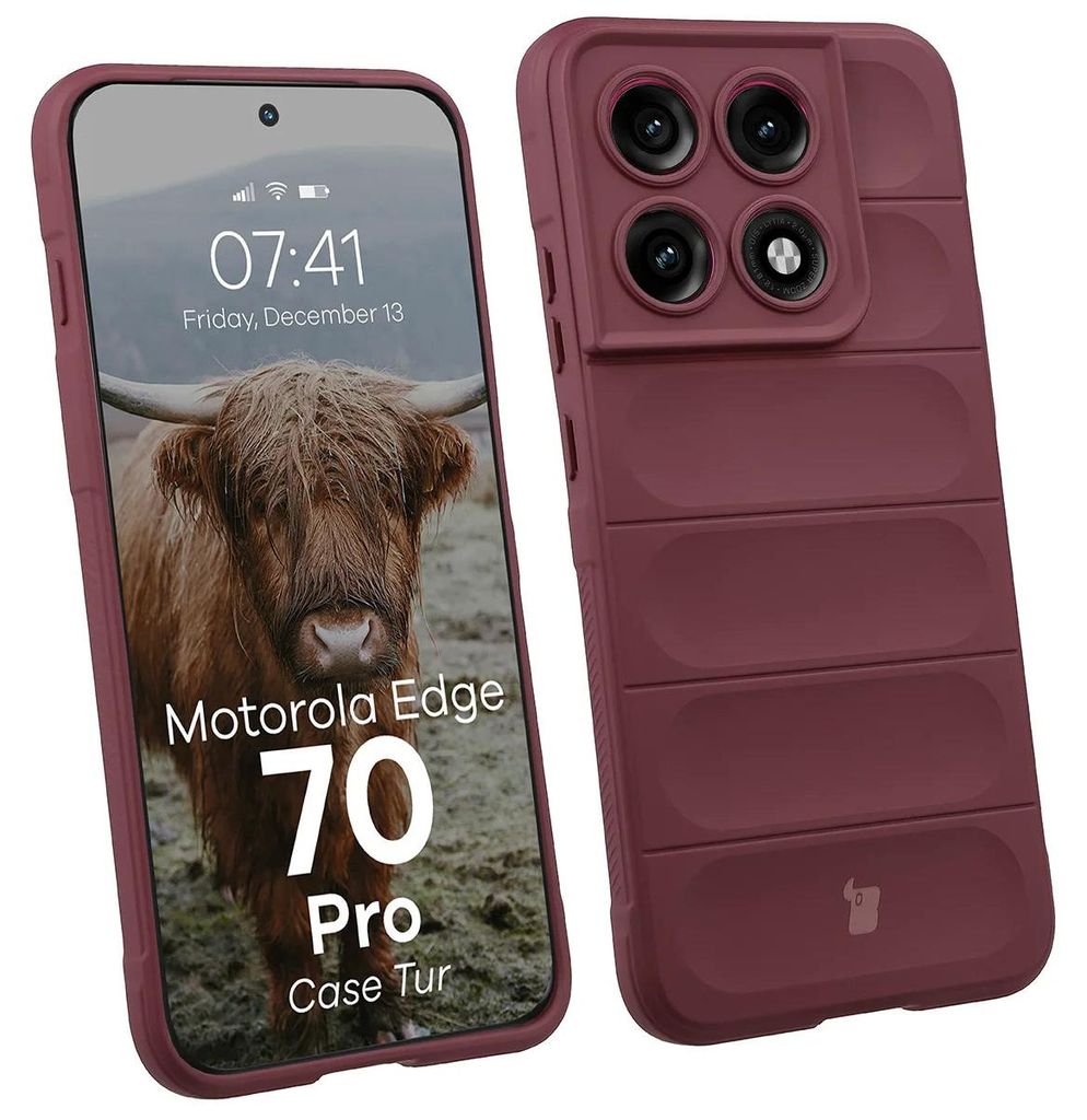 Robuste Handyhülle für Motorola Edge 70 Pro, Bizon Case Tur, Burgunderrot