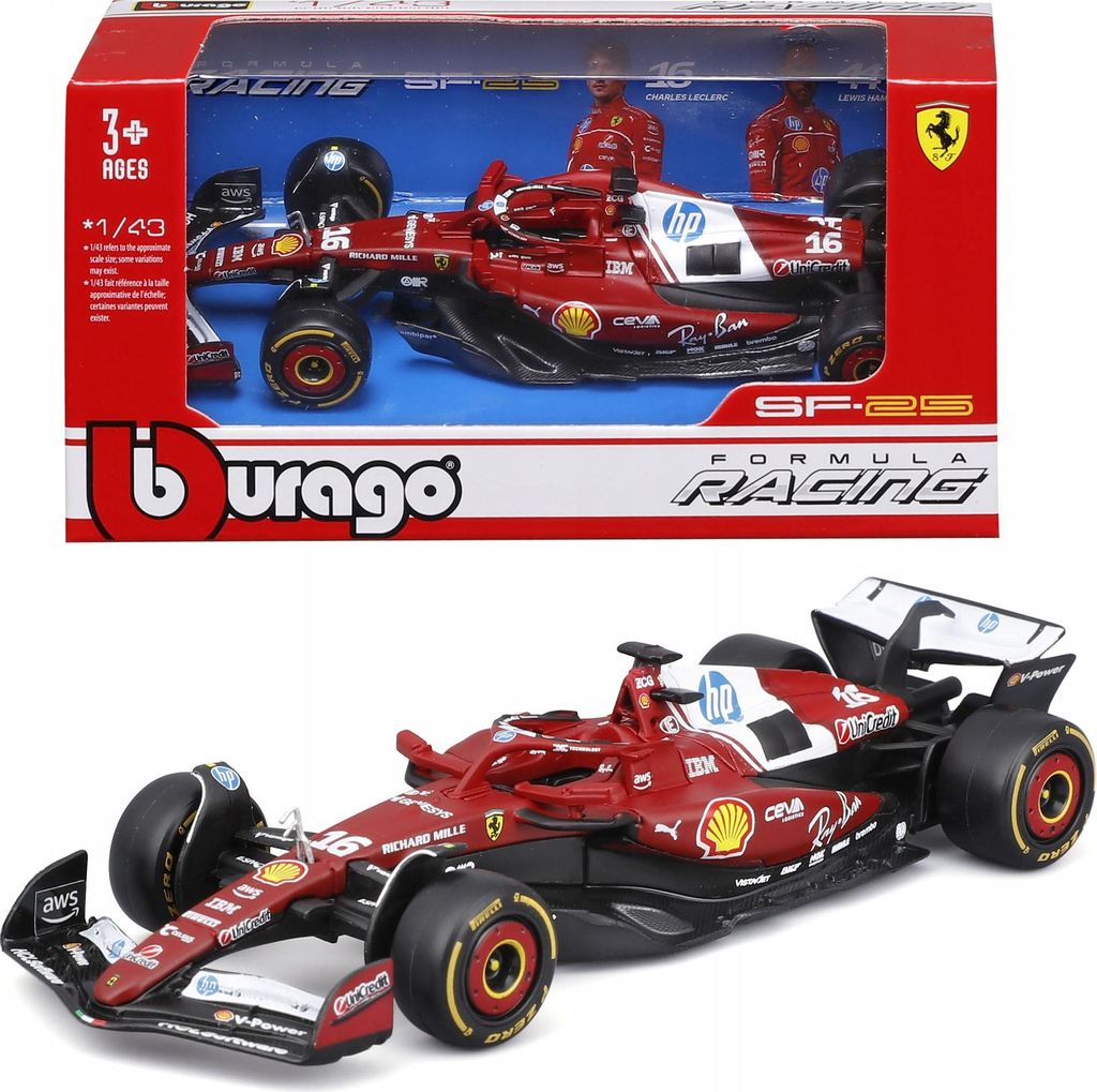 BOLID F1 Ferrari SF-25 Melbourne GP 2025 Leclerc 1:43 BBURAGO 18-36853