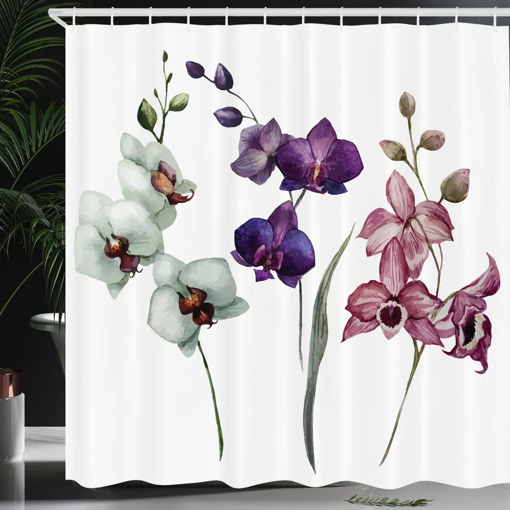 Coxila Tenda Da Doccia Floreale Boho 183x213 Cm – Tessuto Poliestere Impermeabile Con Stampe Acquerello, Inclusi 12 Ganci
