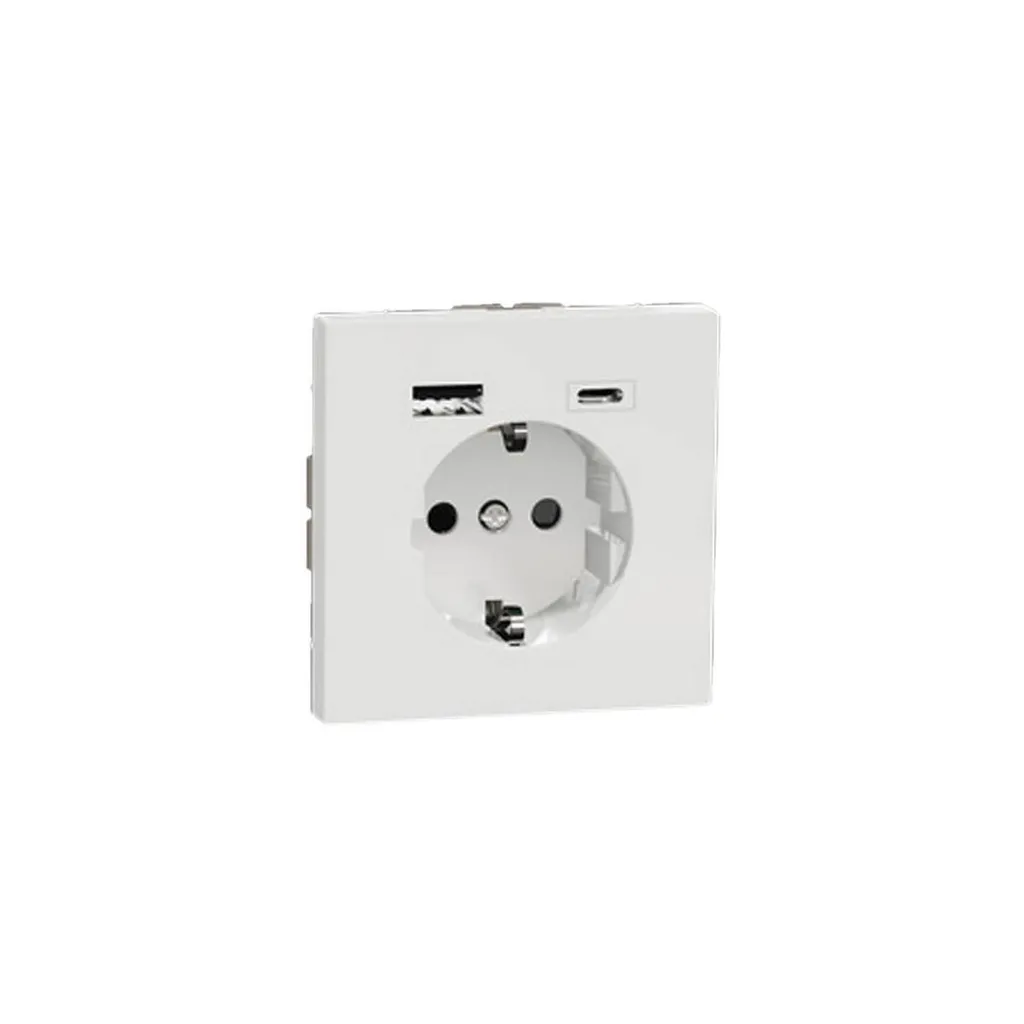 Merten Prise Schuko avec chargeur USB MEG2367-6035 Lotus blanc mat