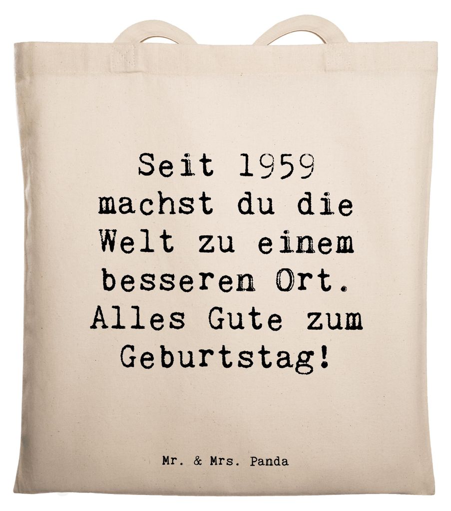 Mr. & Mrs. Panda Tote Bag Spruch 1959 Geburtstag - Weiß - Geschenk, Tasche, Geschichte, Liebe, runder, dein Leben bereichern, Jutebeutel, Jubiläu...