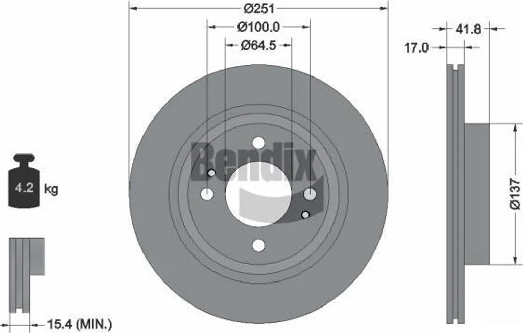 Disque de frein Bendix BDS1665 OE 4615A129 haute résistance pour Mirage