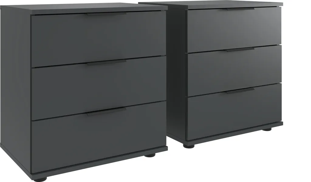 Meuble de Chevet avec Grand Rangement Rotterdam Set de 2 Gris Foncé