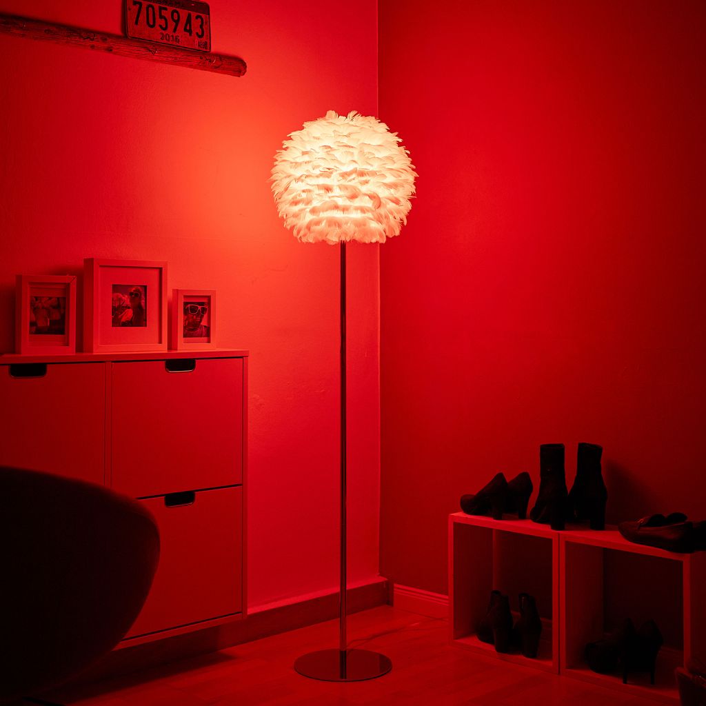 LED Feder Stehleuchte Stehlampe Chrome Finish Metall Produktbild 4