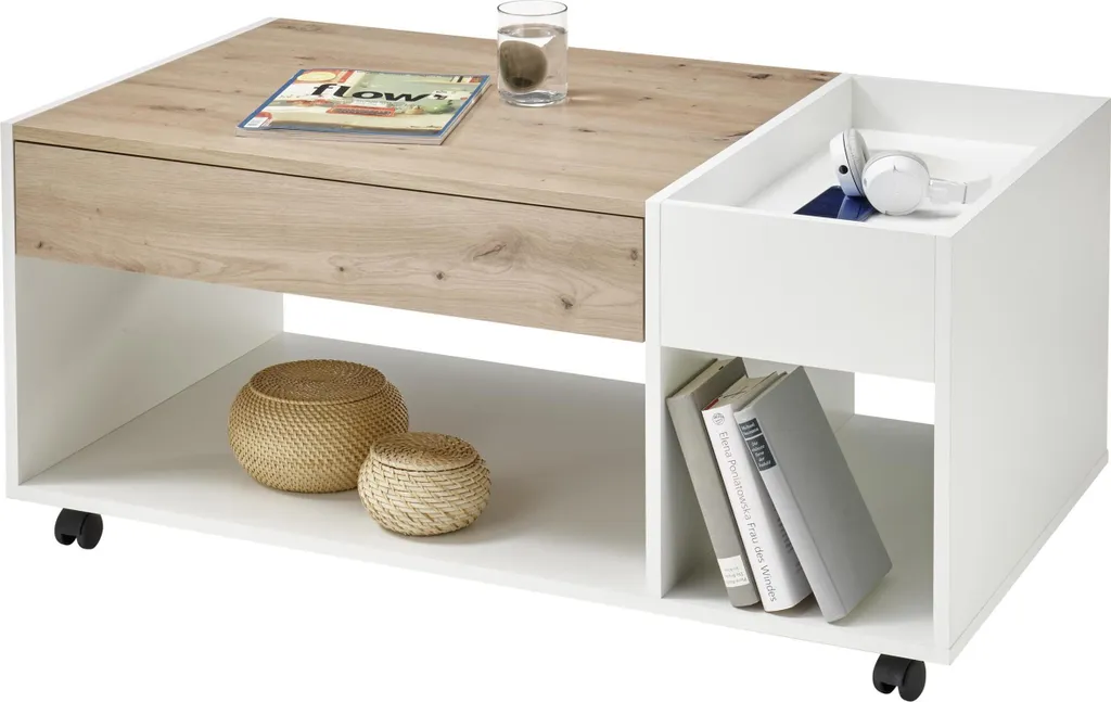 Table basse Elfi blanche 110x44x60 cm pour salon moderne et épuré