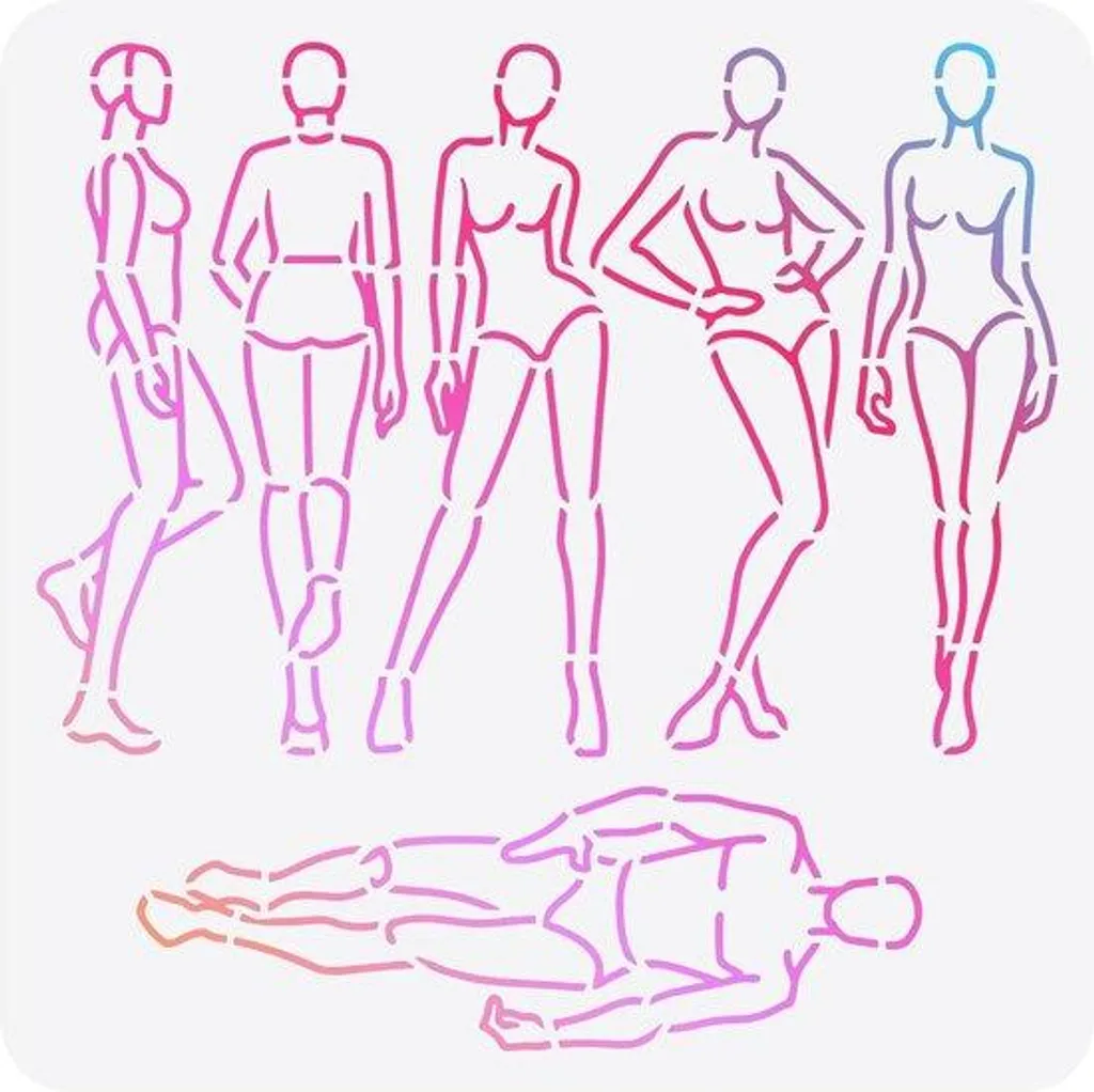 Pochoir peinture silhouette femme 30x30 cm : rénovation murale facile