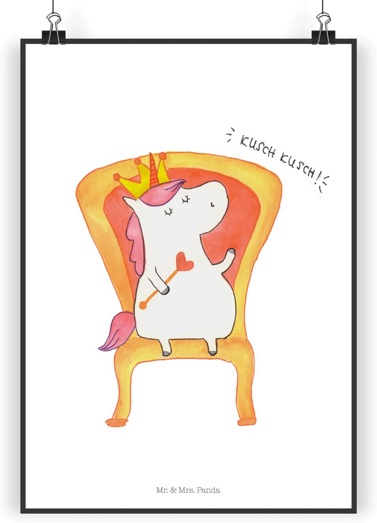 Mr. & Mrs. Panda Bild Einhorn Prinzessin DIN A4 - Weiß - Geschenk, Wandbild, Geburtstagsgeschenk, Kunstdruck, Unicorn, drucke, Monat, Geburtstag, ...