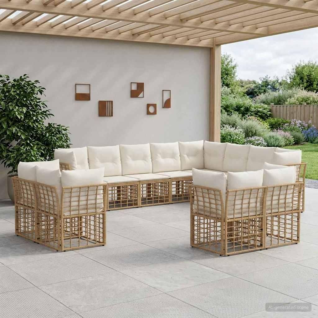 Möbel Outdoor-Sofagarnitur Natürlich und Cremweiß PolyesterGartenmöbelgarnituren - Gartenmöbelgarnituren c5795