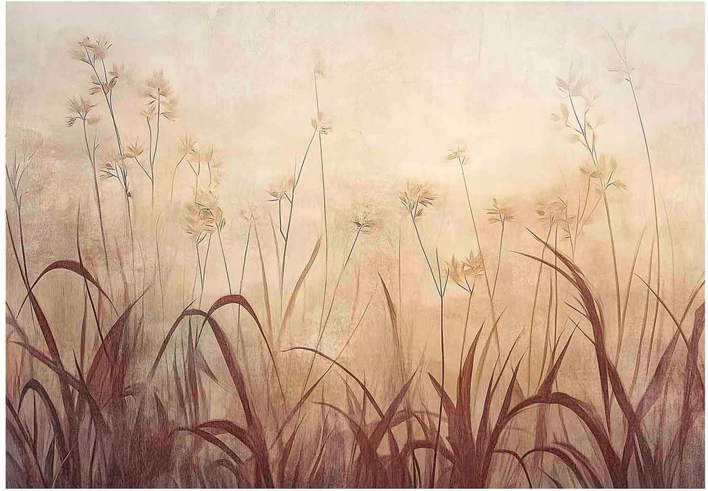 Fototapete Gras Boho Beige - 250x175 cm - inklusive kleister - Vlies Tapete - Vliestapete Wohnzimmer Schlafzimmer Küche Modern Wandtapete