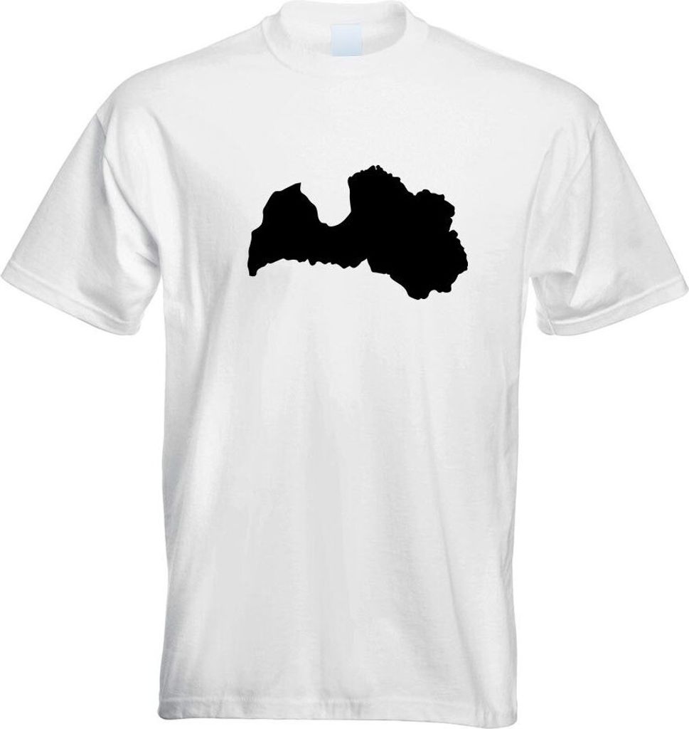 Kiwistar - T-Shirt - Weiss - Lettland Umriss Kontur Herren Funshirt Bedruckt Design Sprüche Spruch Motive - mit Motiv Bedruckt - Funshirt Design -...