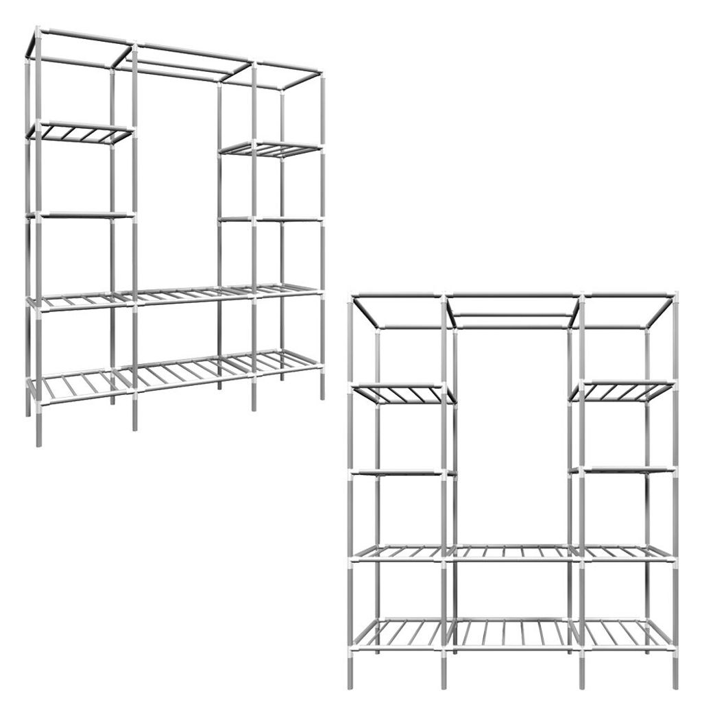 Breiter XXL Kleiderschrank Metall Regal Kleiderstange Produktbild 