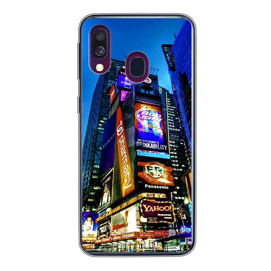 MuchoWow Handyhülle Schutzhülle Hülle für Samsung Galaxy A40 New York - Nacht - USA Silikon Softcase Handy Hülle - Handy-Tasche