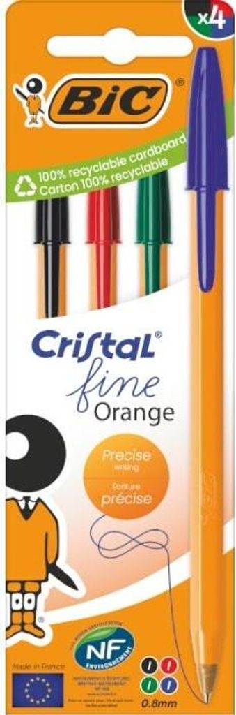 Orange Original Fine BIC Kugelschreiber, verschiedene Farben, 4 Stück