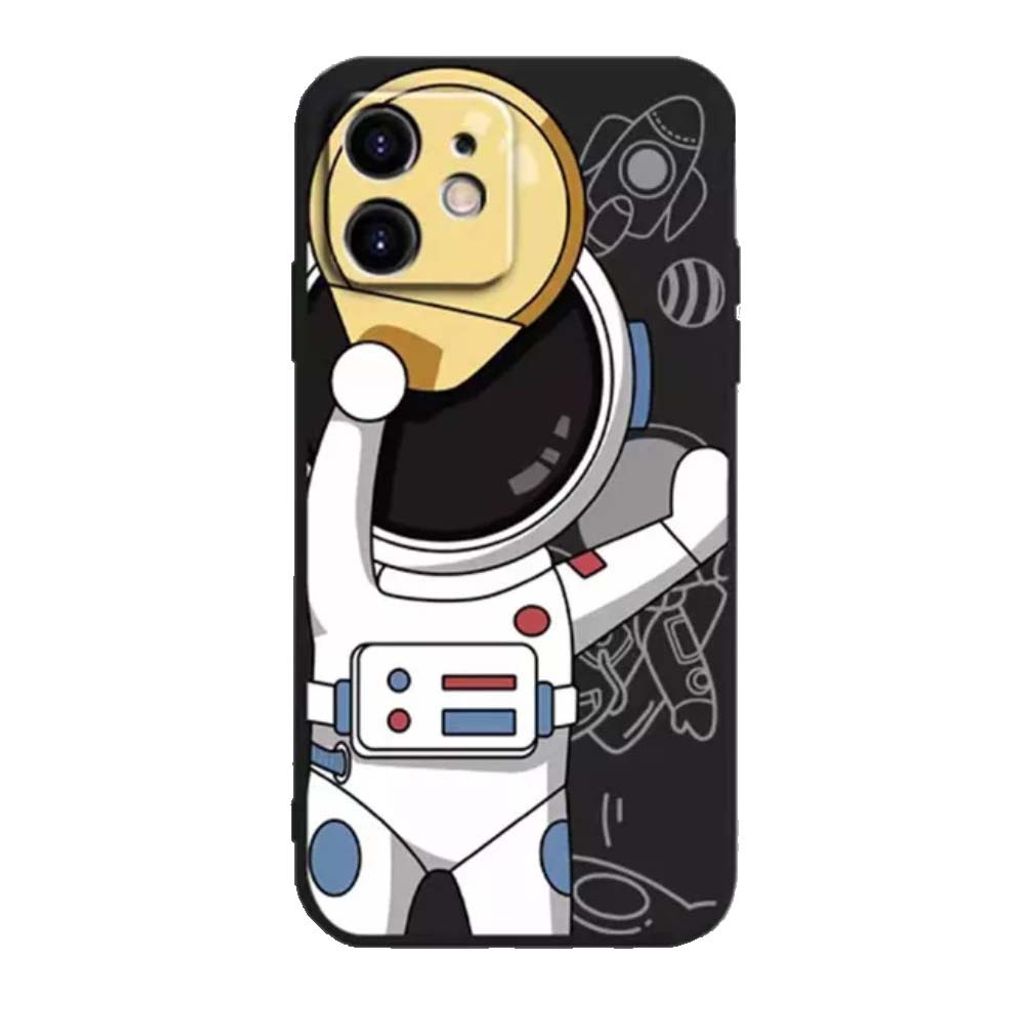 Smartphonica iPhone 12 Fall TPU mit Astronaut Druck - schwarz