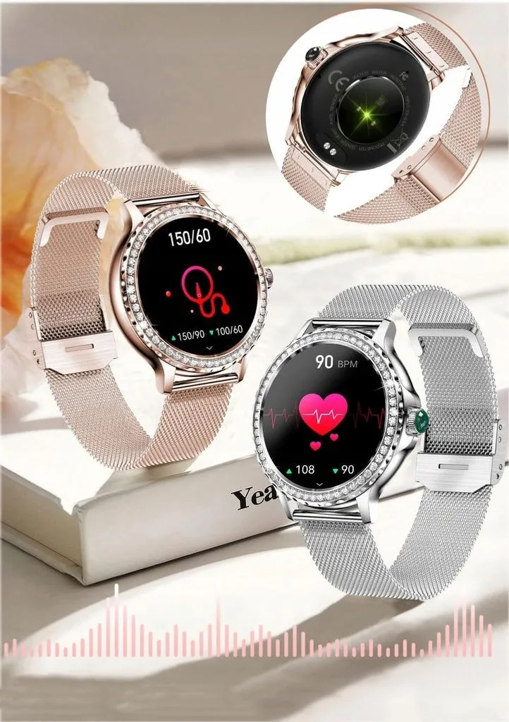 Niolina Smartwatch Donna – 1.19” Con Chiamate Bluetooth, Due Cinturini, Monitor SpO2 E Sonno, 100+ Modalità Sport, Regalo Elegante Per Android E IOS