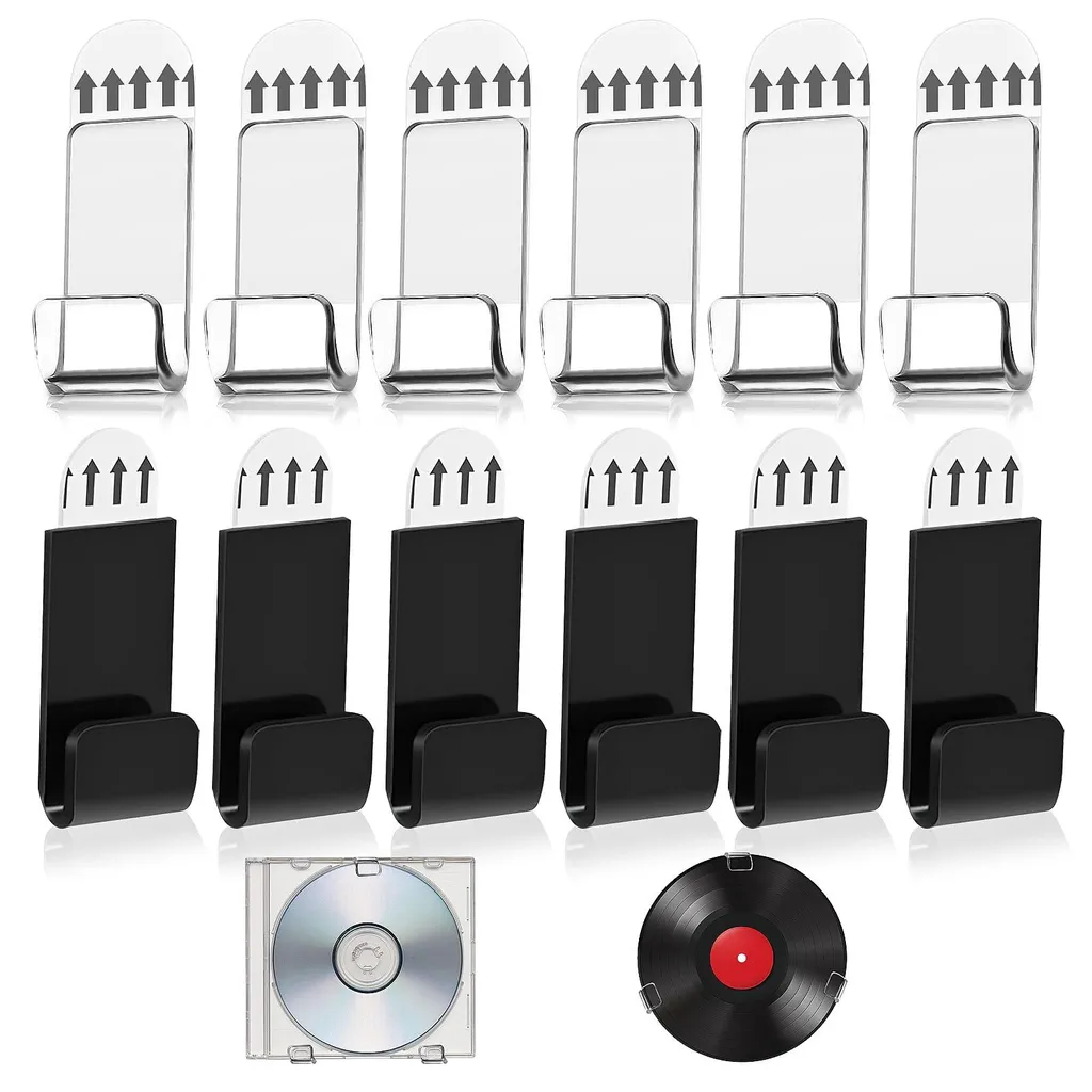 Support mural vinyle acrylique transparent - lot de 12 crochets disques