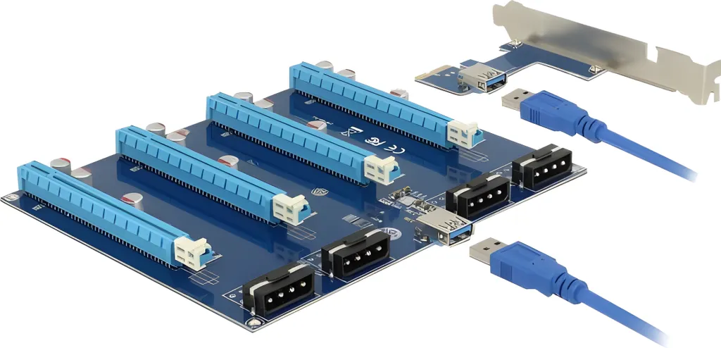 Carte Riser Delock Haute Performance avec Alimentation Sécurisée