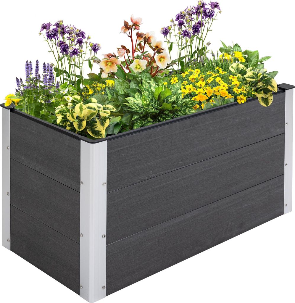 Hochbeet Aluminium, Pflanzbeet Frühbeet Gartenbeet Blumenkasten wetterfest, ohne Boden, Pflanzkasten 100x50x55,5cm für Terrasse, Balkon