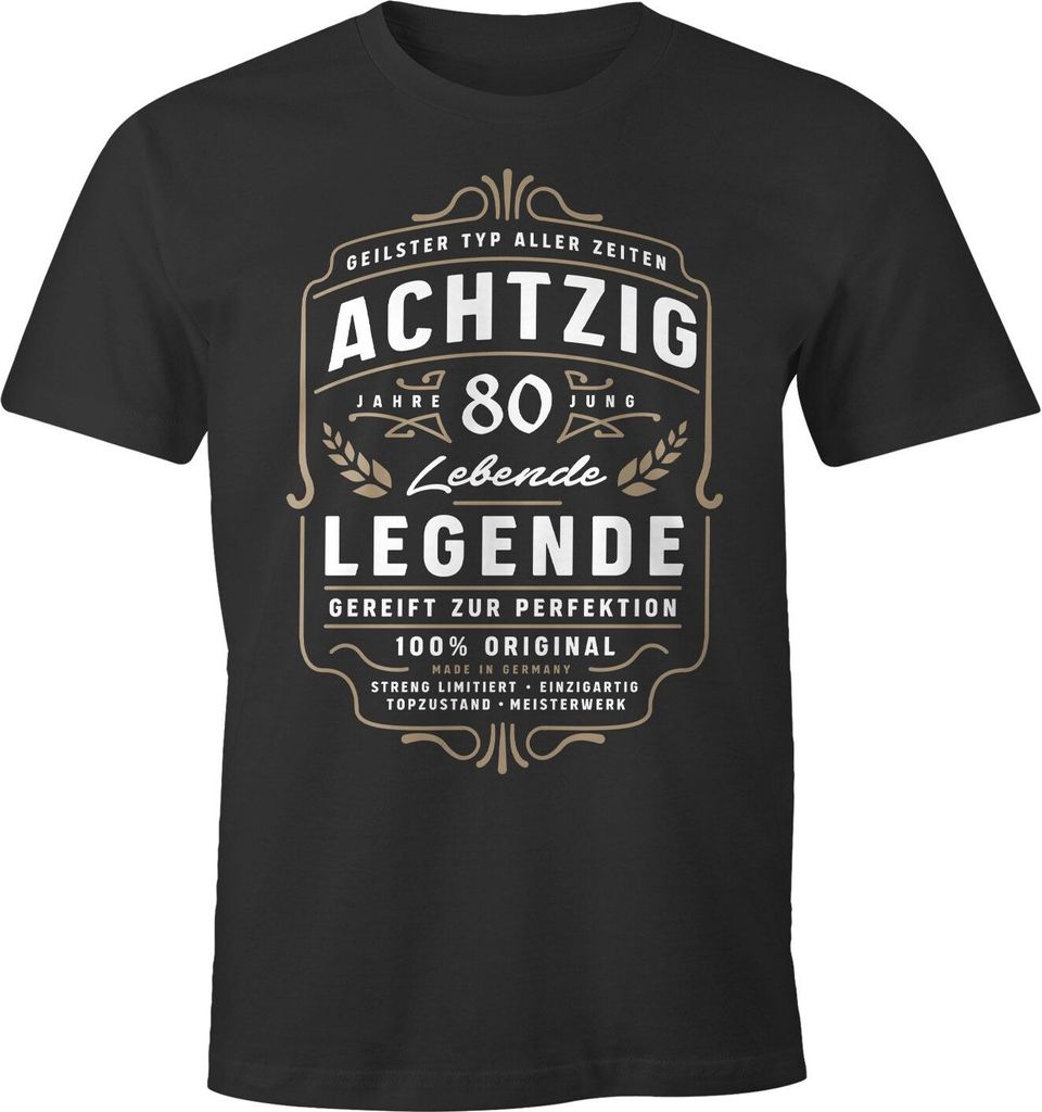 Herren T-Shirt Lebende Legende Alter 18 - 90 Geburtstag Geschenk für Männer MoonWorks Achtzig anthrazit 3XL