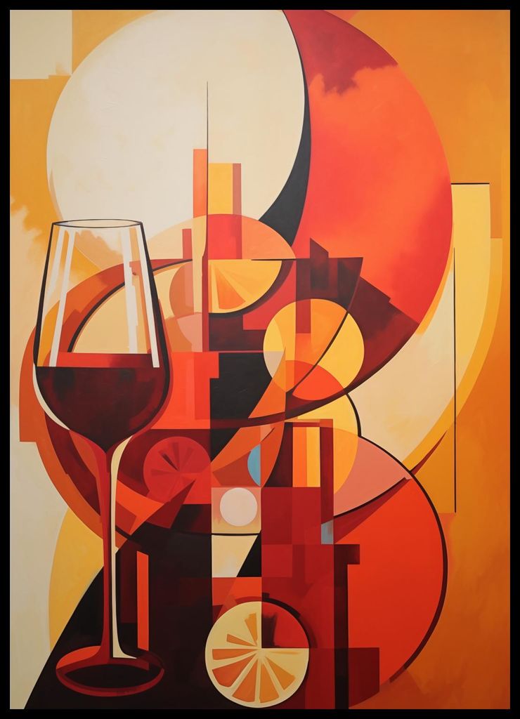 Plakat 50x70cm Abendliches Grübeln bei Wein