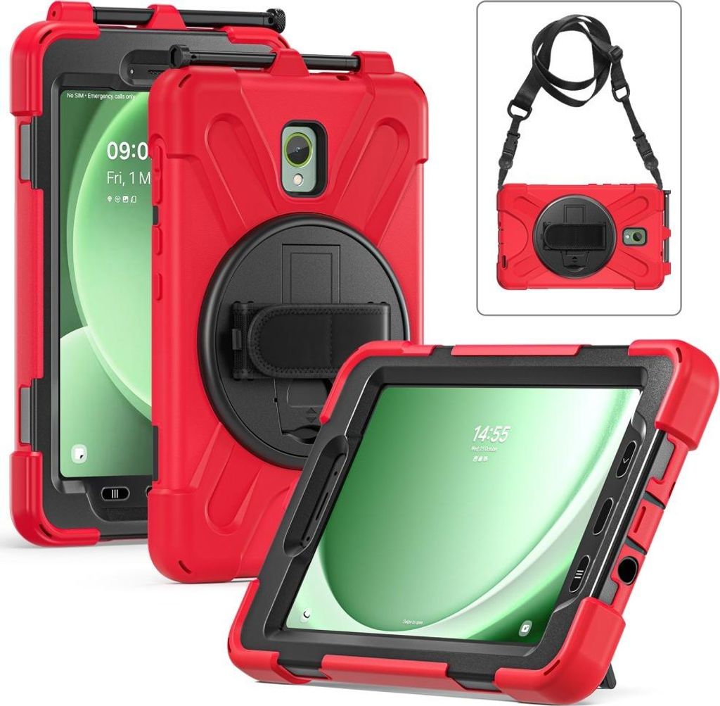 Samsung Galaxy Tab Active 3 / Tab Active 5 Hülle - Heavy Duty Case mit Schultergürtel - Rot
