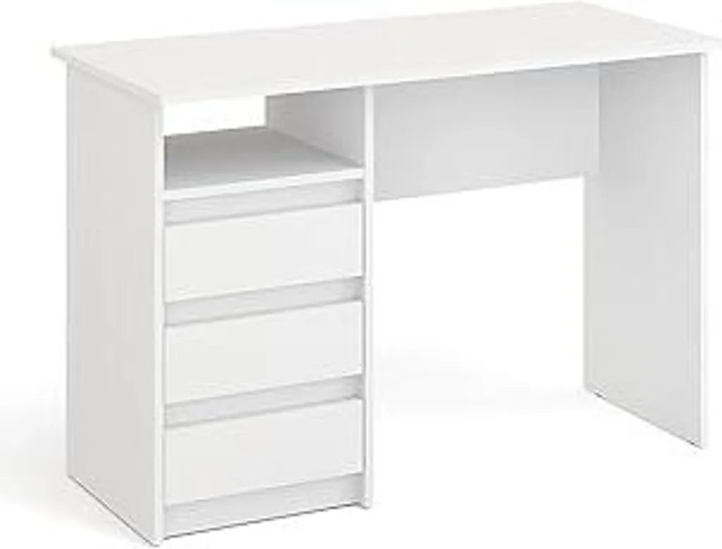 Scrivania per Bambini e Ragazzi KOMTO 110x50 - Bianca con Cassetti