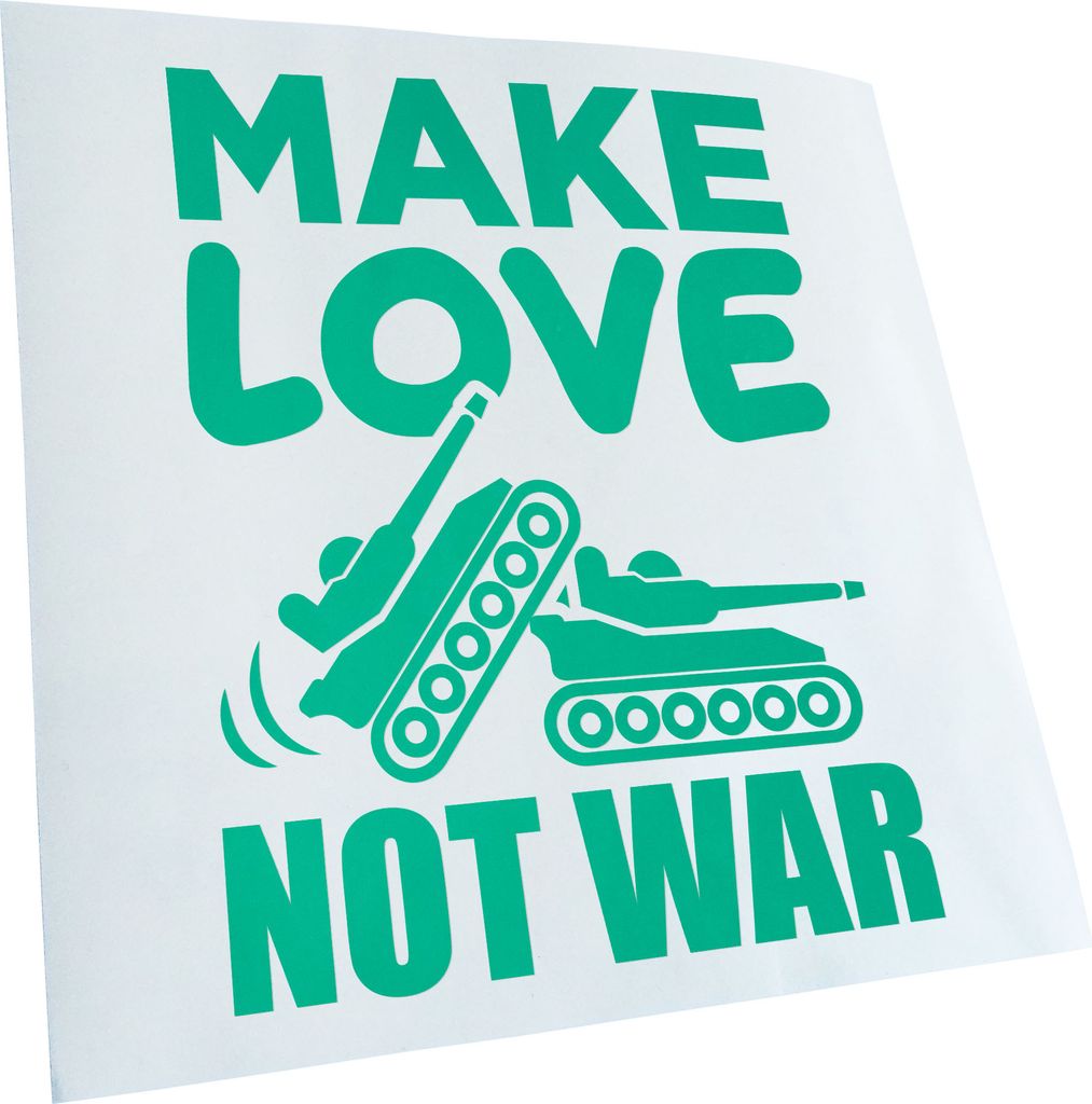 Kiwistar - Autoaufkleber - Make Love not War - Türkis - 60x46cm - Aufkleber für Auto, Laptop, Fahrrad, LKW, Motorrad mehrfarbig JDM Decal Racing