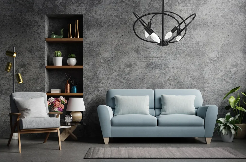 Lampe Suspendue Toolight APP1093-4C Black - Lustre Design Noir 4 Points