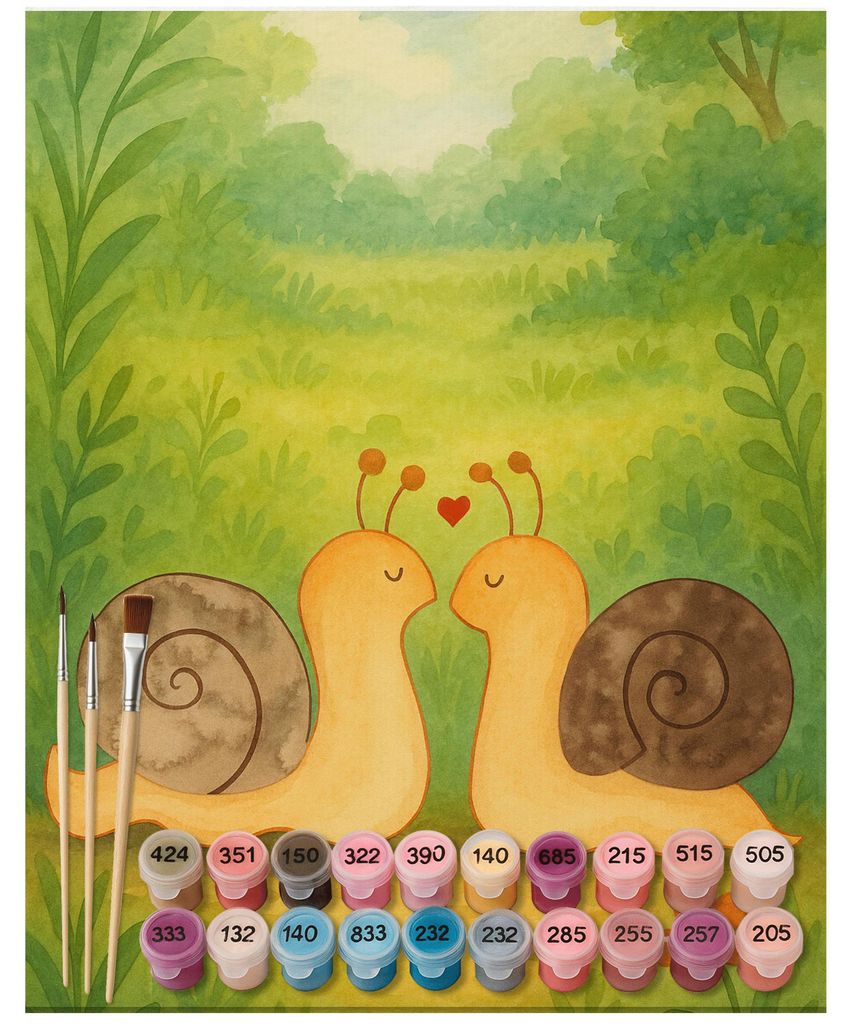Mr. & Mrs. Panda Malen nach Zahlen Schnecken Liebe Design 40 x 50 cm Mit Rahmen - Weiß - Geschenk, Verliebt, Zufrieden, diy set, Paar, Bild, Pärc...