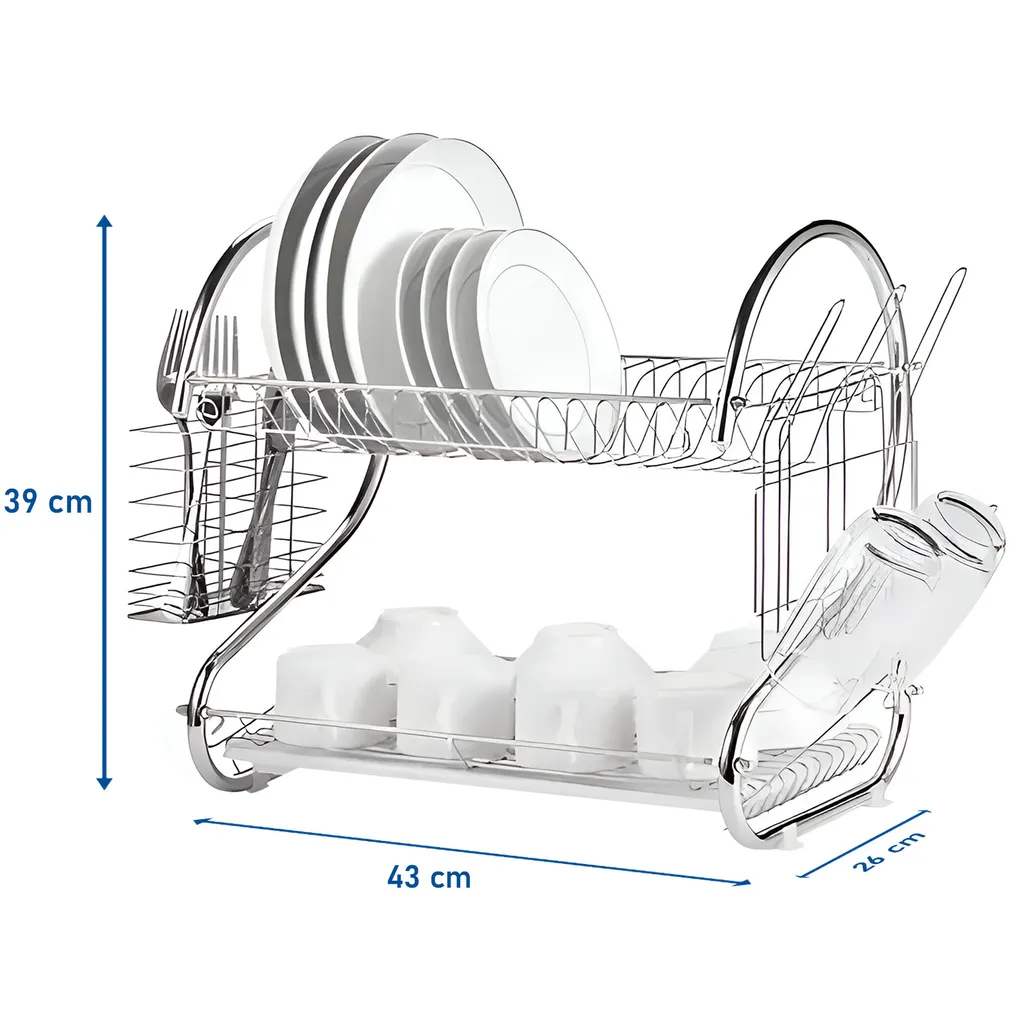 Cheffinger Scolapiatti Argento 2 Livelli | Essenzialità in Metallo - 3