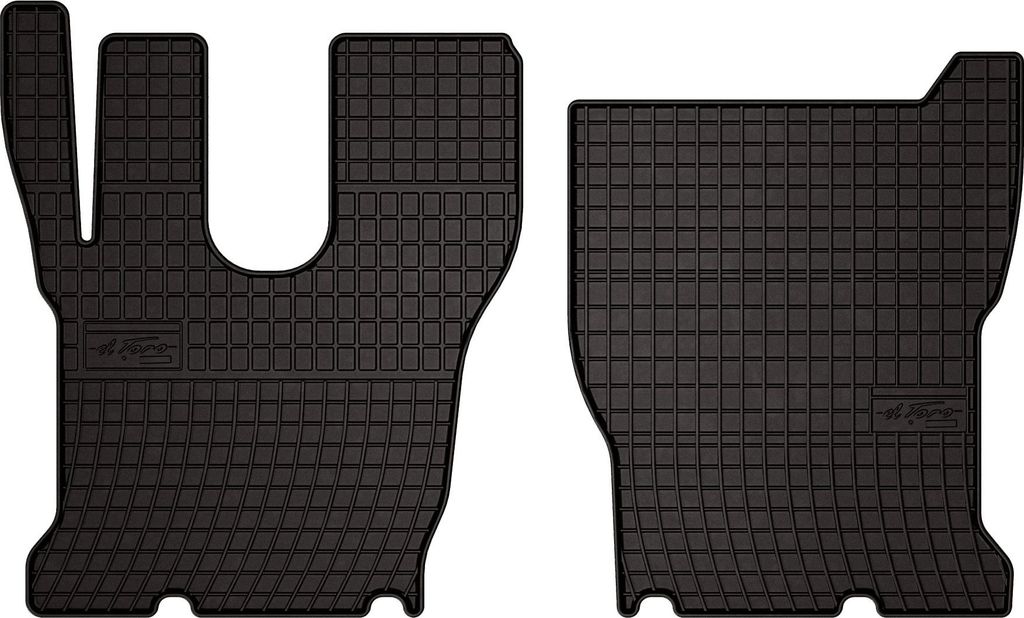 Gummifußmatten passend für Volvo FM I (Lkw, Bj. 1998-2001) – schwarz, passgenau, mit Befestigungen set 2 Stk. - Gummi-Automatten