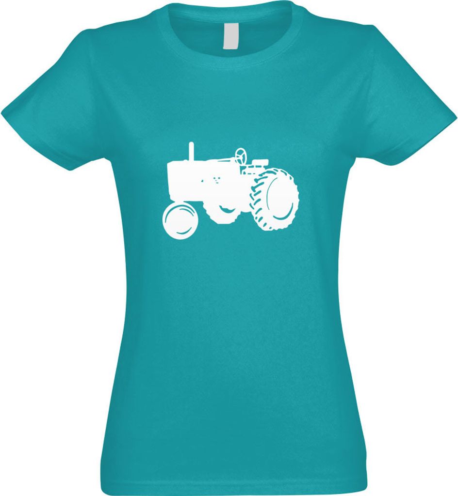 Kiwistar - T-Shirt tailliert - Damen - türkis - Traktor - Schlepper - Großtraktor - mit Motiv Bedruckt - Funshirt Design - Sport - Freizeit - Dam...