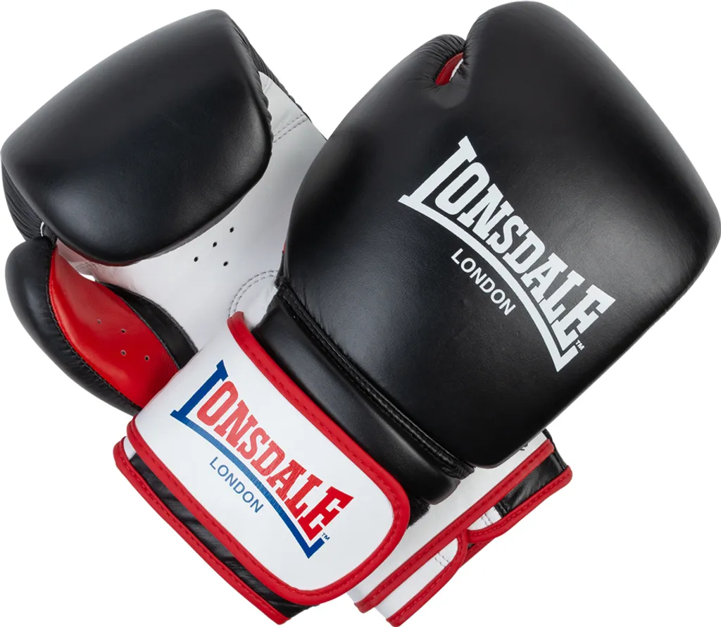 Gants de boxe Lonsdale WINSTONE en cuir Noir/Blanc/Rouge 16 oz