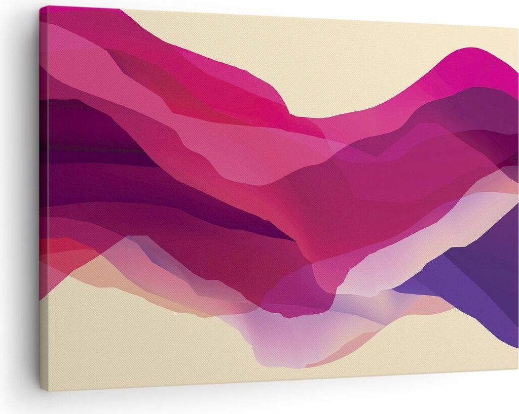Bild auf Leinwand - Leinwandbild - Einteilig - Abstraktion Berge Rosa - 70x50cm - Wand Bild - Wanddeko - Wandbilder - Leinwanddruck - Bilder - Wand...