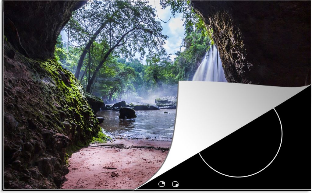 KitchenYeah Herdabdeckplatte Wasserfälle im Na Haew-Nationalpark in Thailand , 91x52cm, Küche Deko, Glaskeramikfeld Herdabdeckung, Abdeckplatte...