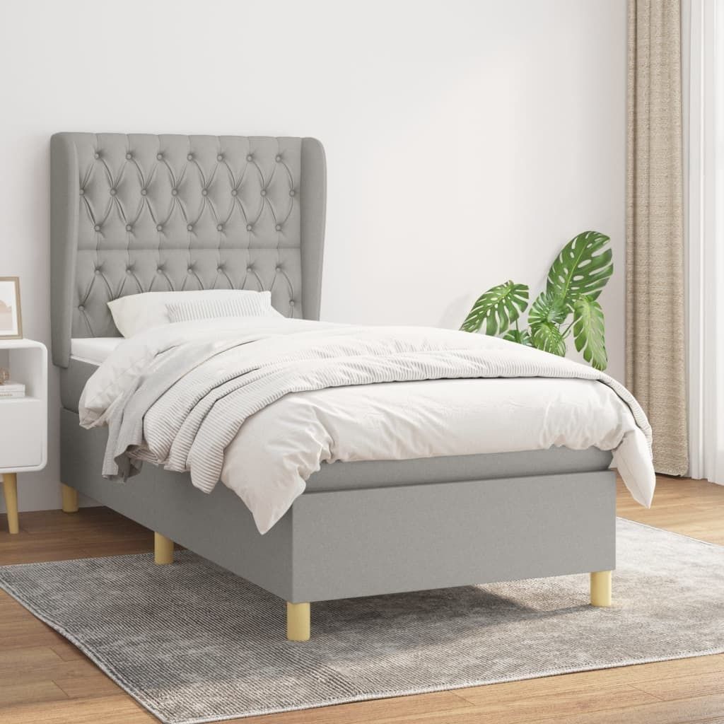 Maison Exclusive - Boxspringbett mit Matratze Hellgrau 100x200 cm Stoff