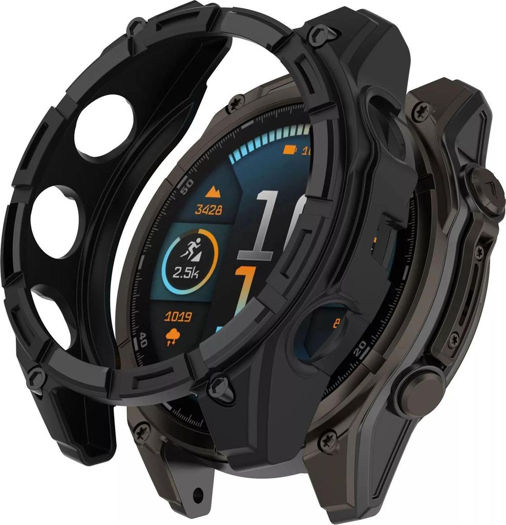 Strap-it Robuste stoßfeste TPU-Tasche - passend für Garmin Fenix 8 - 47mm AMOLED (schwarz)
